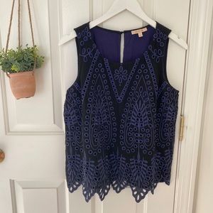 SKIES ARE BLUE Black/Blue Sleeveless Top